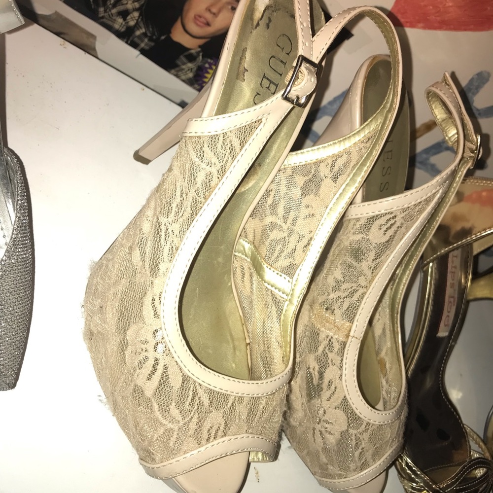 Nude lace heels